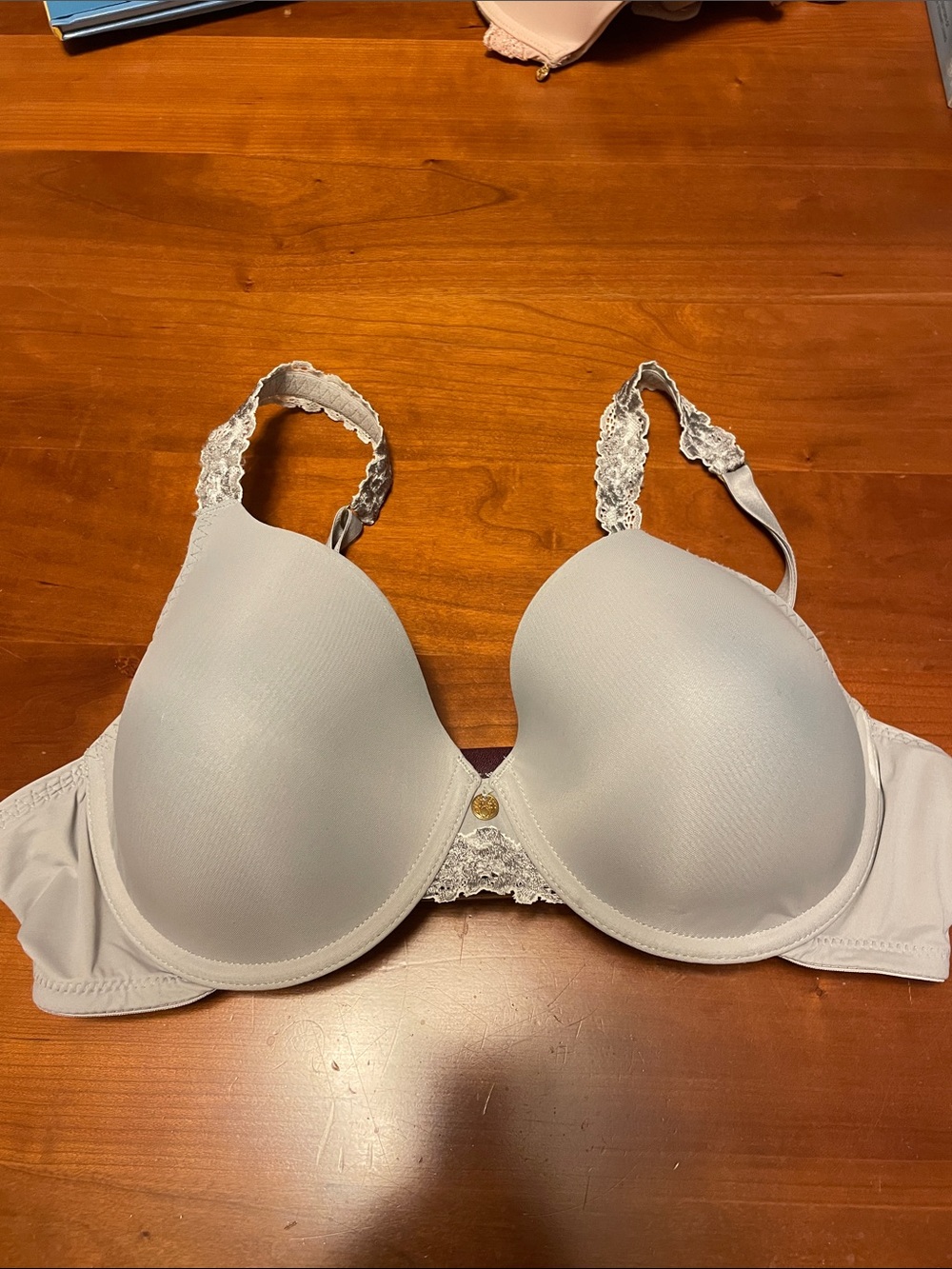Natori Light Gray Lace-Accent T-Shirt Bra